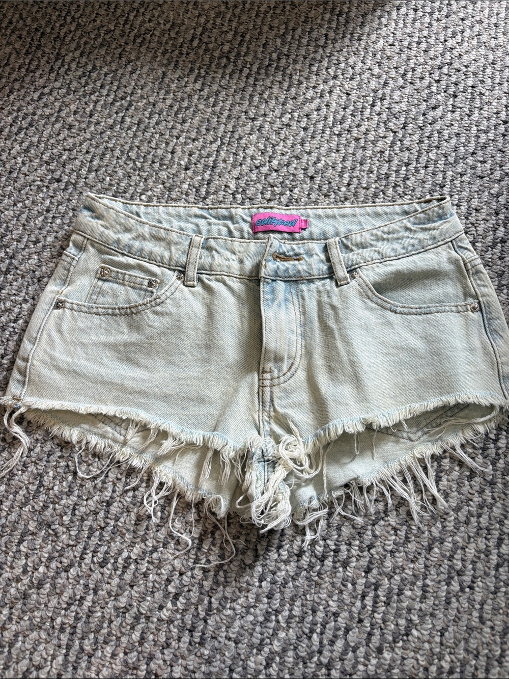 Jellypop Light Aqua Frayed Denim Cutoff Shorts